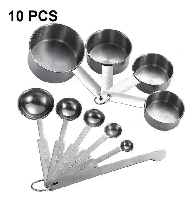 Stackable Stainless Steel Measuring Spoons Cup Set Multi-Use for Coffee Powder/Spice Practical Baking Measure Scoop Kitchen Tool