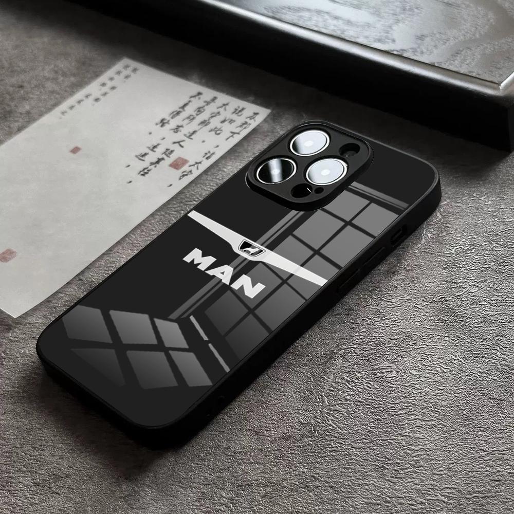 

Man truck logo Phone Case for iPhone 16 Pro Max 15 Plus 14 Pro 12 11 13 Mini X XR XS Max 8 7 Plus SE Glass Cover iPhone14 Pro