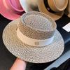 French Hepburn Style Flat Top Straw Hat Women's Spring Summer Sunshade Sun Protection Seaside Vacation Photo Versatile Wide Brim Sun Hat