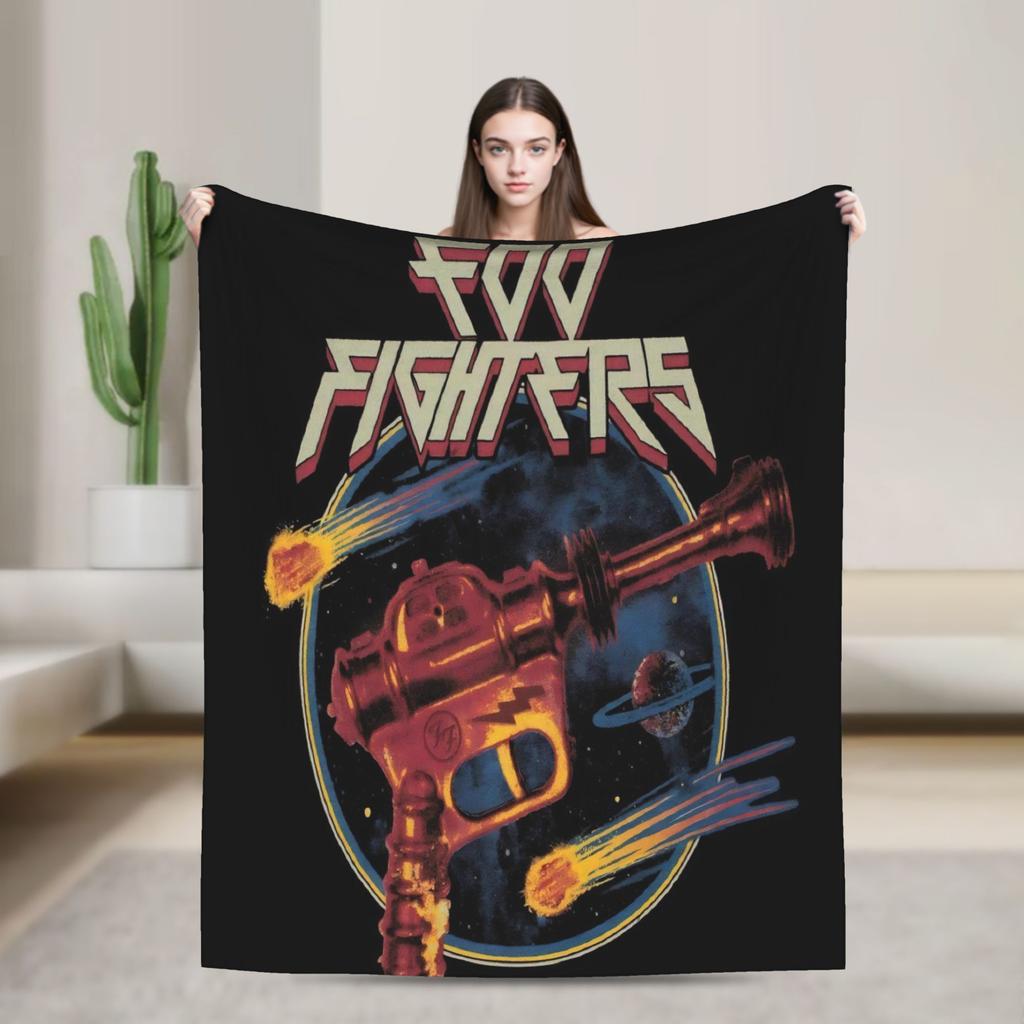 Fools Band F-Fighters Flannel Blanket Soft Durable Throw Blanket for Outdoor Travel Novelty Bedspread Sofa Bed Cover