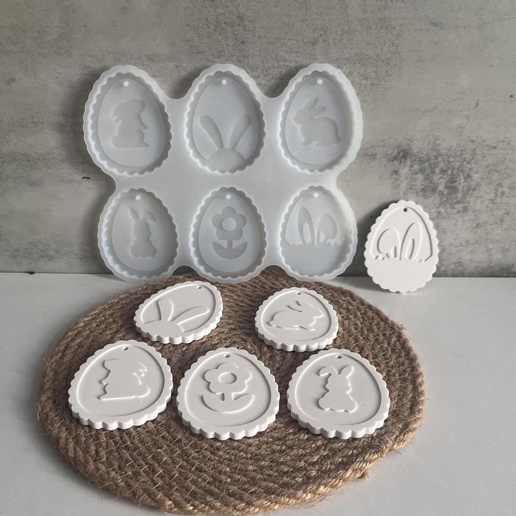 Silicone Mold for Crafting Rabbit Eggs Shaped Pendants Handmade Easter Themed Ornament Mould Jewelry Making Supplies