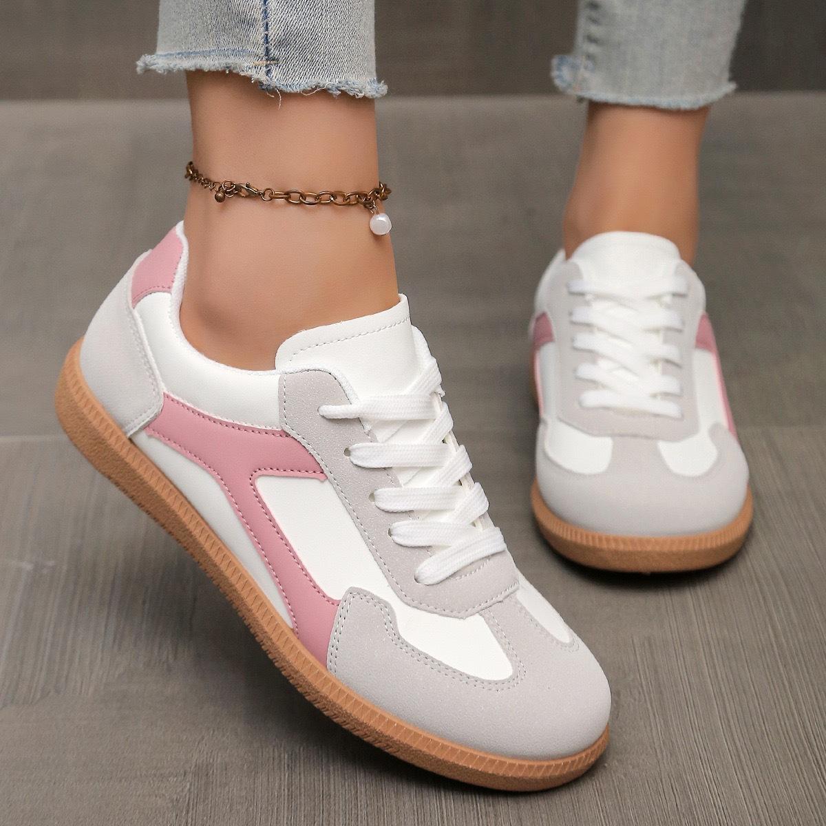 Women s Dexun Shoes Retro Colour-Block Flat Casual Trainers 36