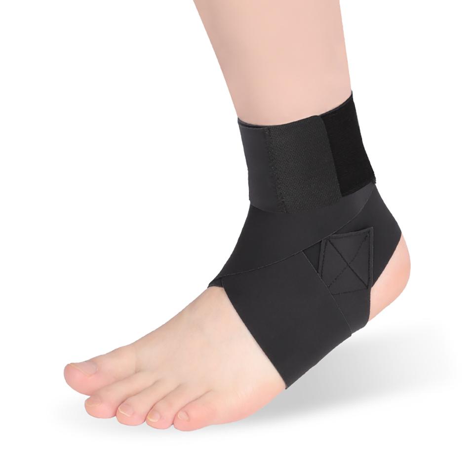 1 pièce Chevilleillère fine Ajustement réglable Sangles de pression pour la récupération de blessure Entorse ligamentaire Entorse de la cheville Support L noir