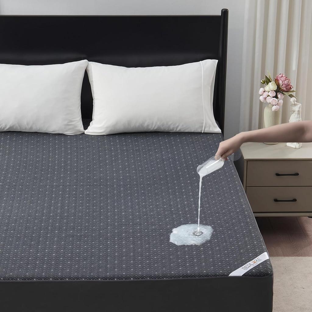 BEDLORE Queen Mattress Protector, Waterproof Noiseless Mattress Cover with Deep Pocket for 6-18 inches Mattress, Soft Breathable Mattress Pad Machine
