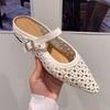 Women's Slippers  New Breathable Mesh Ballet Flats Luxury Wedge Heel Pointy High Slippers Women's Shoes