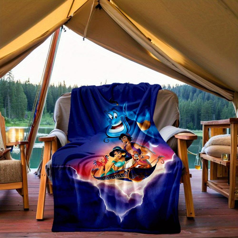 1pc, Aladdin's Genie and Jasmine Blanket Cartoon Throw for Home Decor, Gift Idea, All Seasons Use, Cozy Bedding Cover, Room Decoration