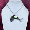 Lemon Chrysoprase Real Gemstone Pendant Fish Jewelry Copper Wire Wrapped Pendant