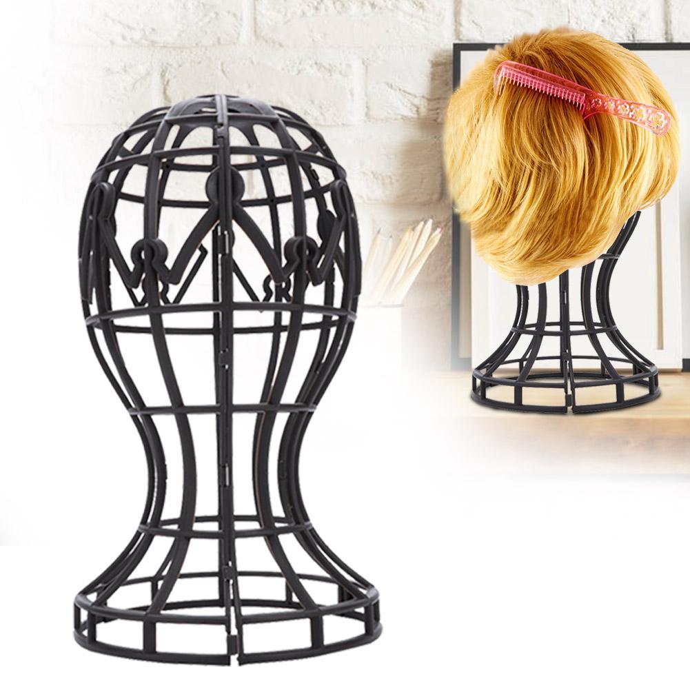 ABS Foldable Wig Display Support Stand Professional Holder Folding Wig Air Dry(Black)