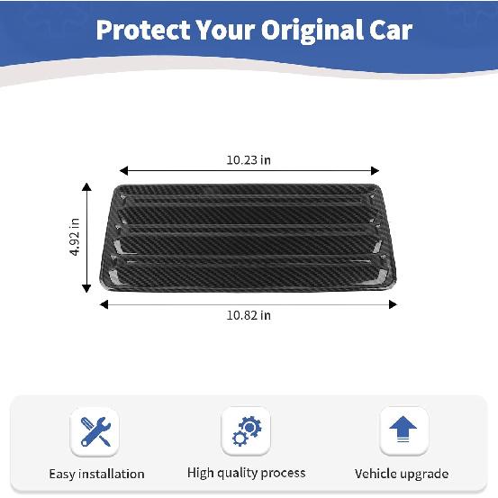 for Silverado Hood Scoops Trim Cover Decal Carbon Fiber for Chevrolet Silverado 2022-Present Black Carbon Fiber Exterior Accessories