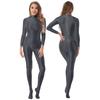 Womens Mock Neck Zipper Back Bodystocking Glossy Full Body Long Sleeve Sportswear Nightwear