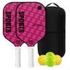 2 Pieces Carbon Fiber Paddles for Pickleball Textured Paddleball Set with Bag Perforated