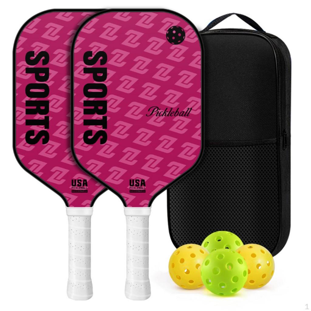 2 Pieces Carbon Fiber Paddles for Pickleball Textured Paddleball Set with Bag Perforated