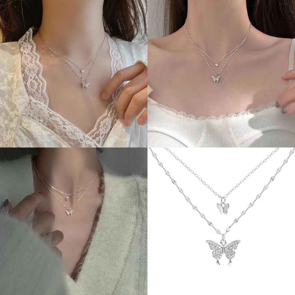 Dwukolorowy Motyl Błyszczący Naszyjnik Wiosna/Lato 2022 Nowy Modny Łańcuszek na Szyję Dla Kobiet Ins Koreański Wszechstronny Łańcuszek na Obojczyki