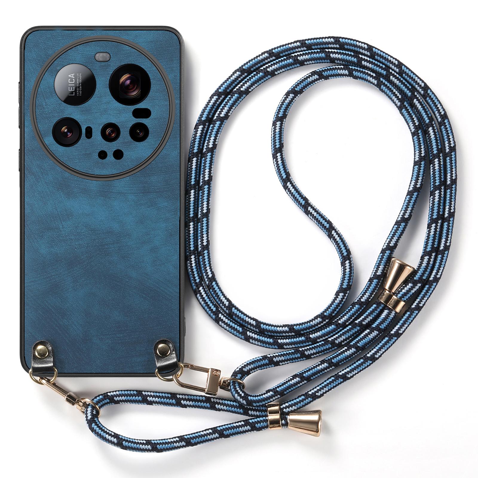 

For Xiaomi 15 Ultra Retro Leather Phone Back Cover with Adjustable Strap Purple