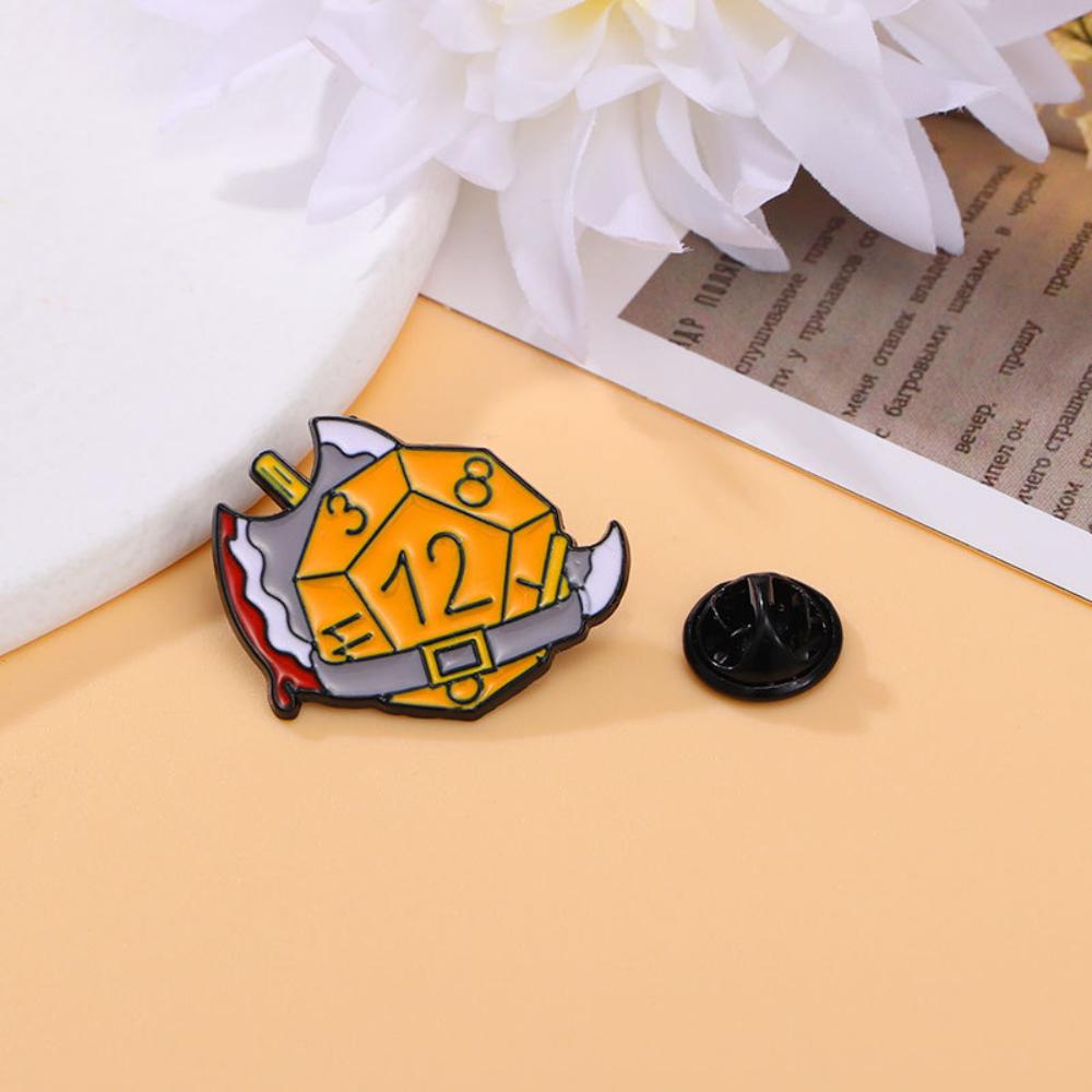 Face Dice Metal Enamel Brooch Personality Fashion D20 DnD Dice Game Badge Pin Cartoon Unique Costume Backpack Jewelry Gift