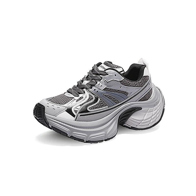 

Leather splicing dad shoes women s spring new small 8 heightened thick-soled breathable casual sneakers 35 серый