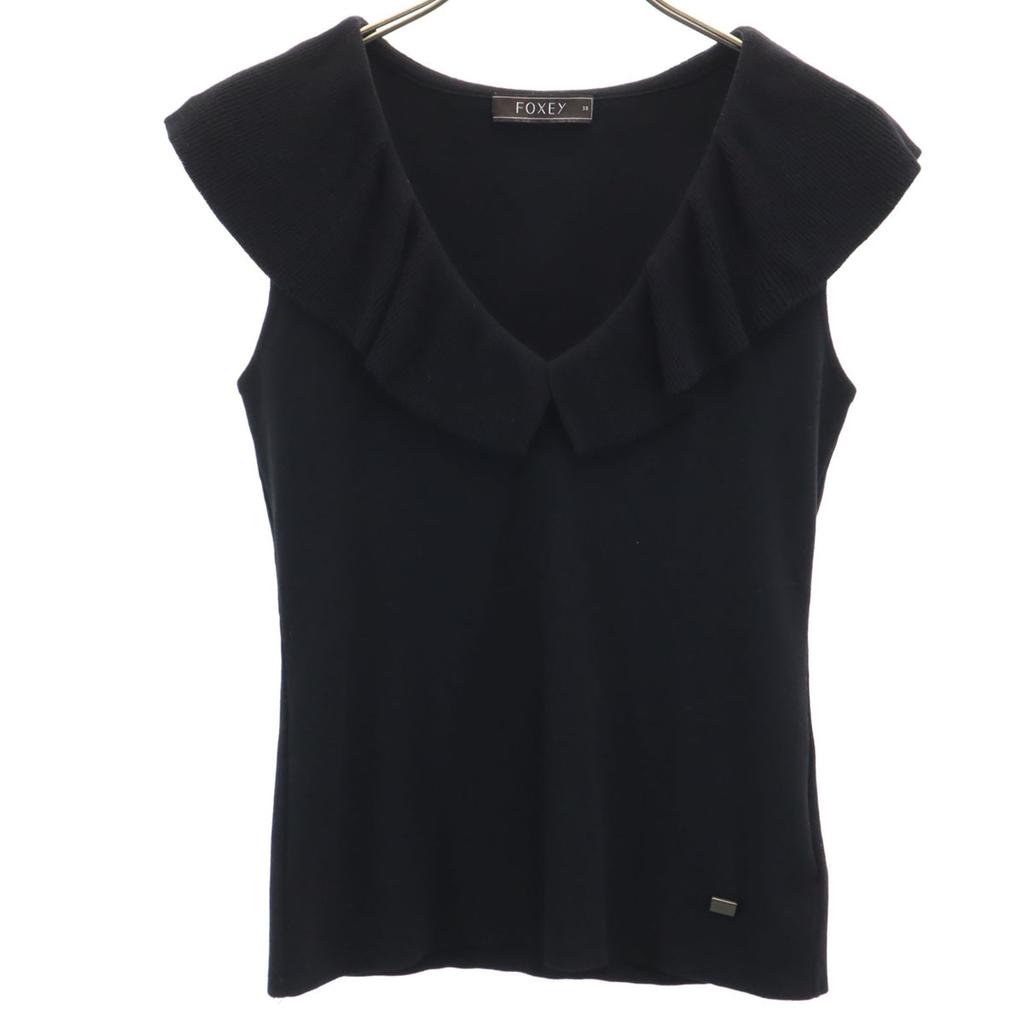 FOXEY 28689-KSTFF125NM-2 No Sleeve V Neck Cut 38 Black Women Used