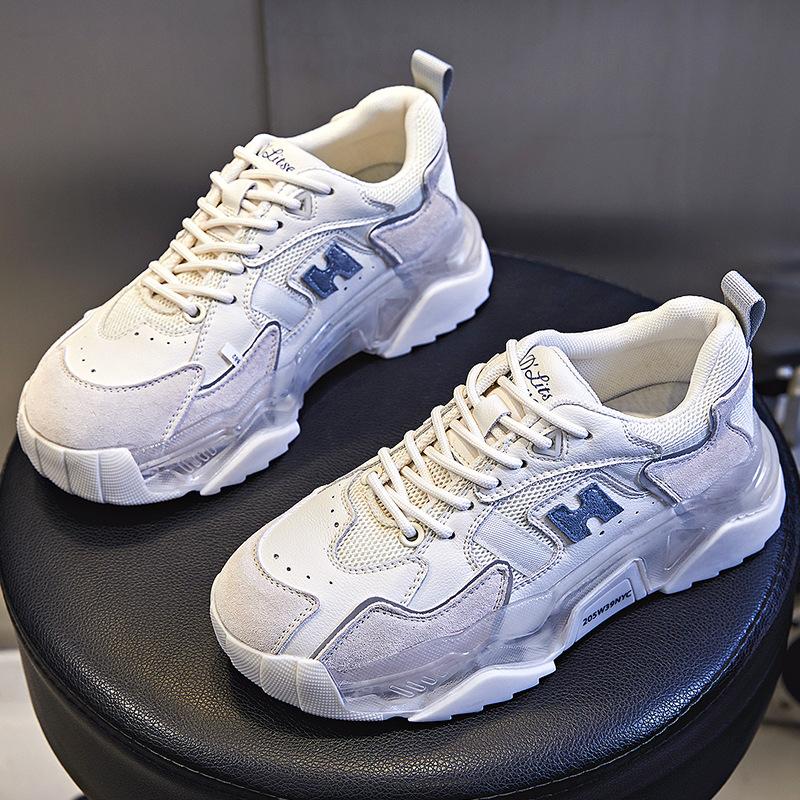 Shoes Women's Spring and Summer 2025 New Sports Running Shoes Platform Casual Leather Women's Shoes Heightening Flat Dad Shoes Women