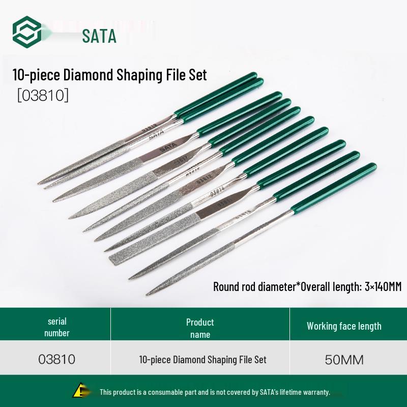 SATA Multi-Piece High Carbon Steel File Set: Triangle, Half-Round, Mini Shaping Tools for Woodworking.