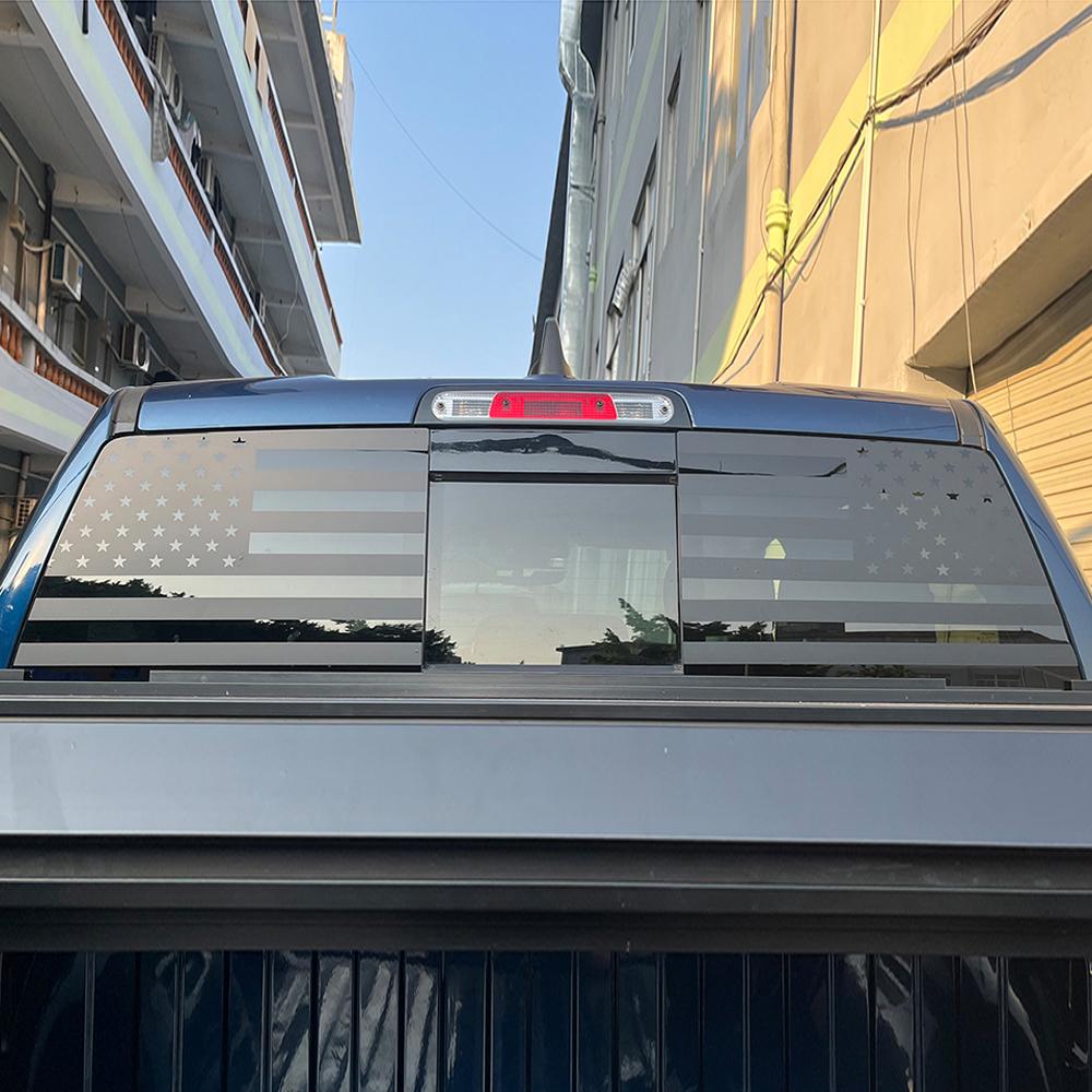 UAL3 for Dodge Ram 2009-2025 Car Rear Window Stickers Back Windshield Glass Decal USA Flag PVC Cover Trim Exterior Accessories