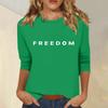 Women's Fashion Casual Seven Sleeve Print Round Neck Top
