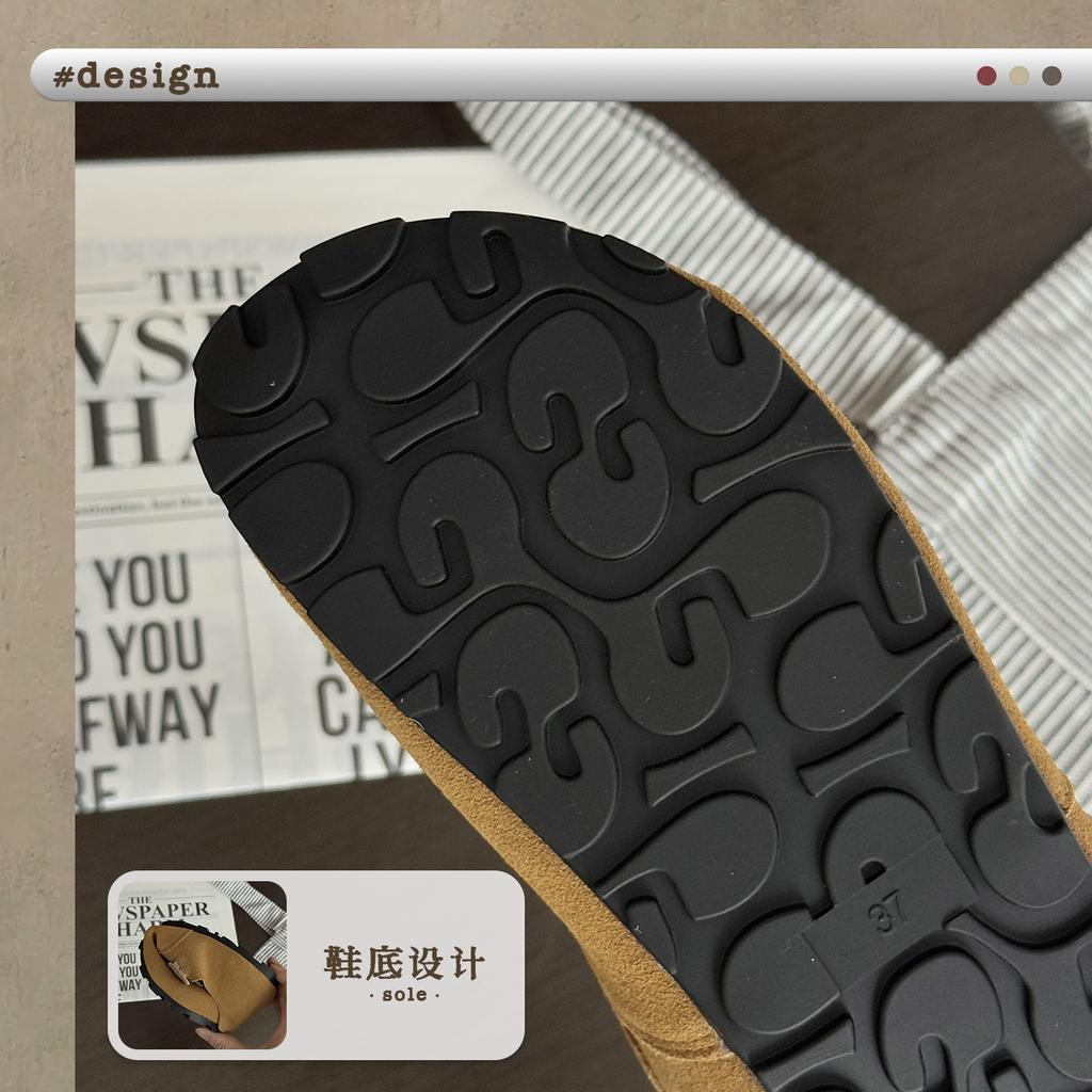 XSHX Adult Boken | First layer cashmere leather women's shoes leather shoes Velcro retro versatile casual