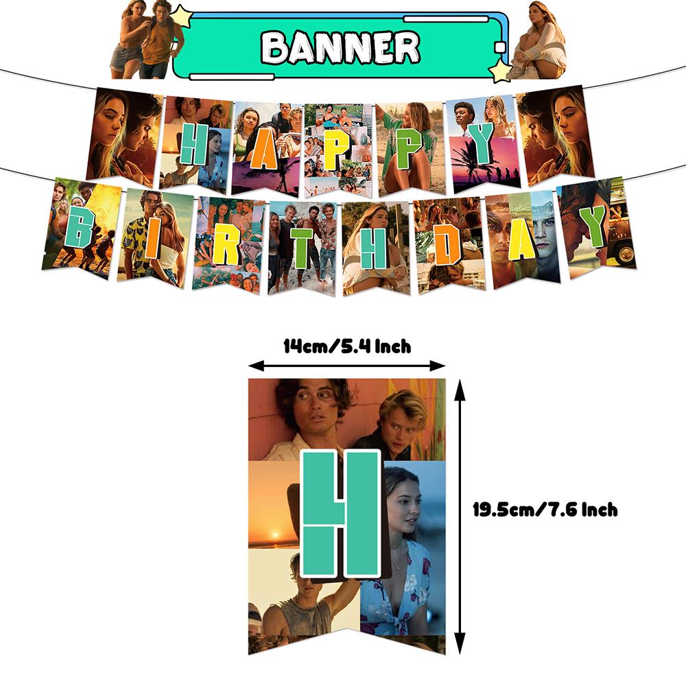 32pcs Outer Banks Party Decorations Including Banners, Cake Toppers, Balloon
