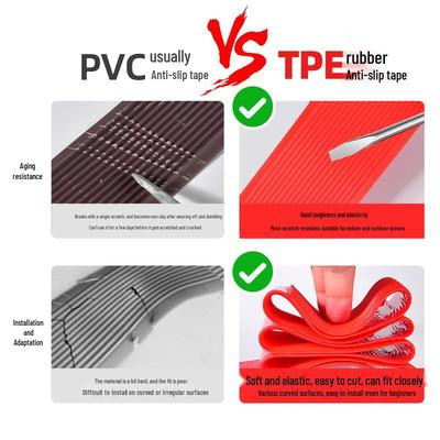TPE Thickened Anti-slip Stair Tread Strip for Tiles & Outdoor Slopes, Self-adhesive
