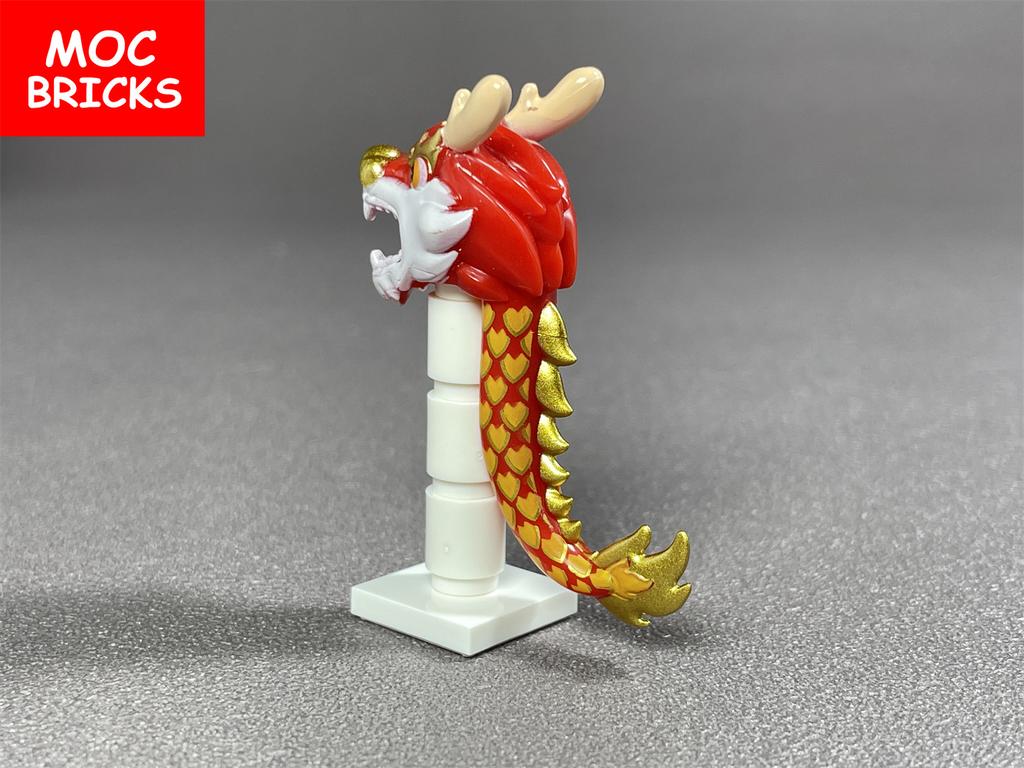 MOC Bausteine Chinesische Kultur Drachentanz Loong Frohes Neues Jahr Frühlingsfest Geschenk Figur Spielzeug Modell Stadt Bausteine