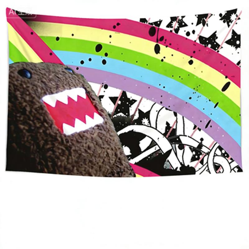

1PC Domo Kun Rainbow Tapestry Polyester 2D Print Graffiti Colorful Design Wall Decor Gift for Bedroom Living Room 74x94cm(29x37in)