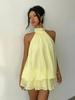 European & American Women's Backless Halter Strap Dress - Holiday Slim Fit with Puffy Short Skirt
