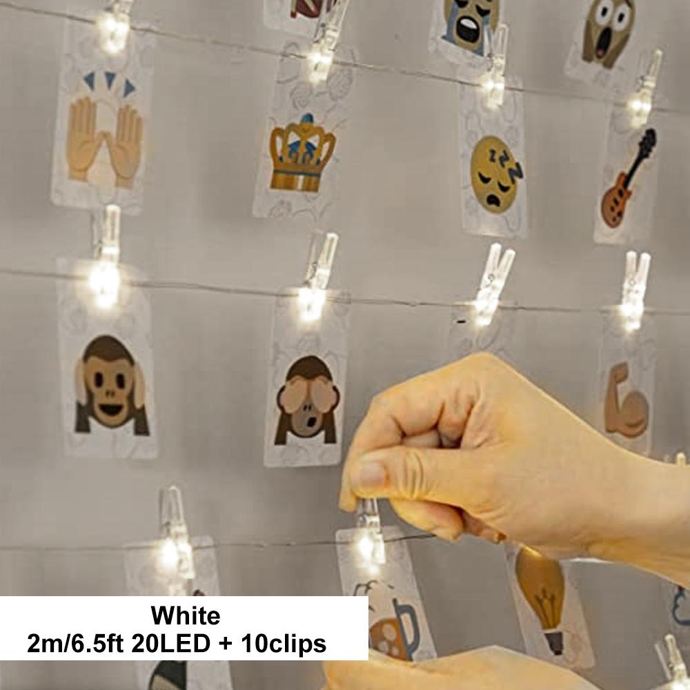 2/5/10M Photo Clip LED String Light Warm White for Room Party 3AA Battery Operated Fairy Strip Light Wedding Birthday Party Lamp