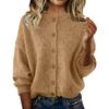 Women's Fashionable Casual Knitted Top Solid-Colour Long-Sleeved Cardigan Jacket