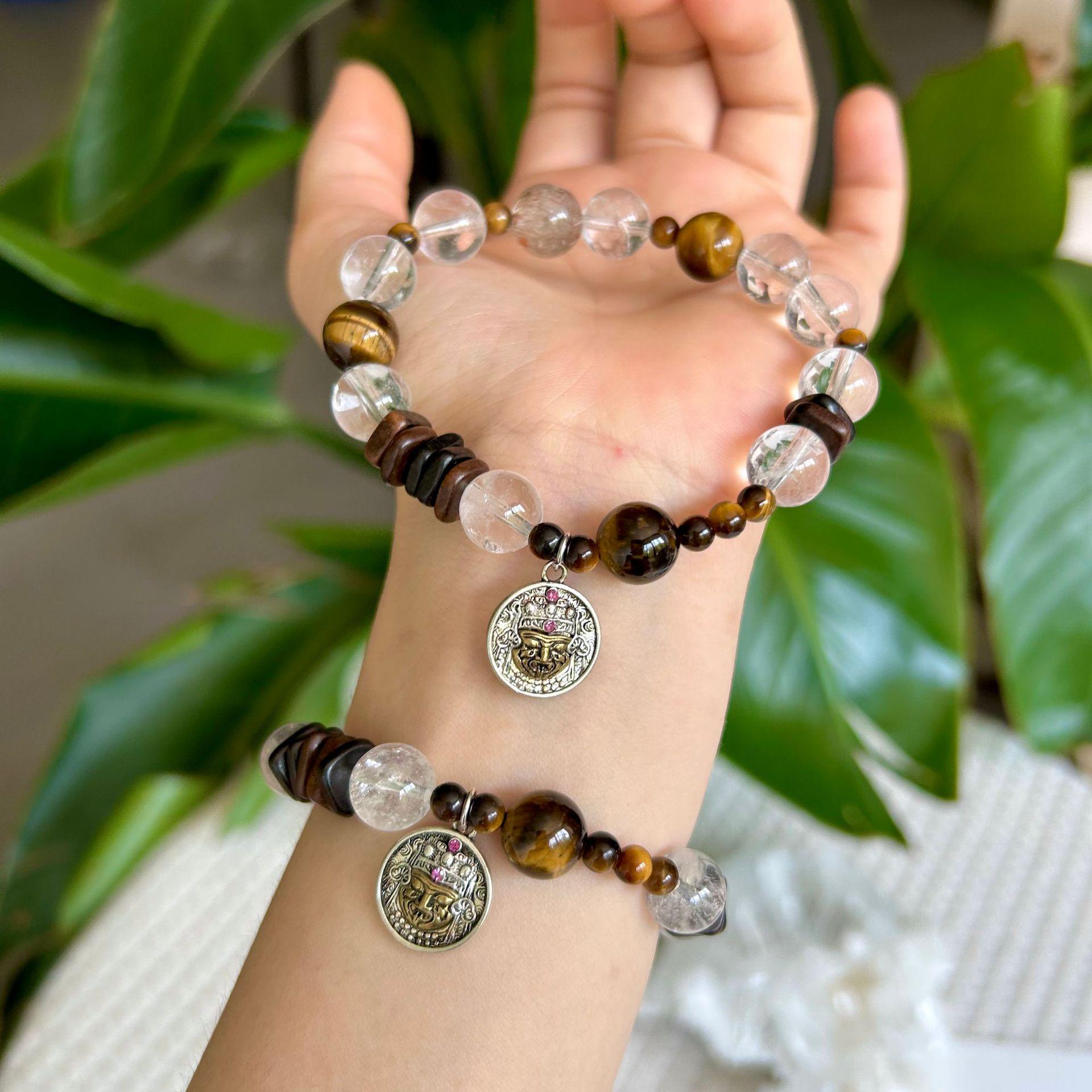 

Original White Crystal & Sandalwood Tiger s Eye Bracelet Gift for Boyfriend