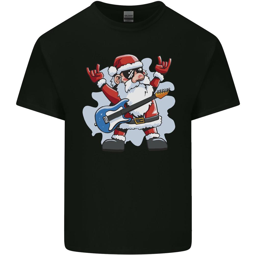 Rock n Roll Santa Electric Guitar Christmas Xmas Mens Light Cotton T-Shirt Unisex T-Shirt L