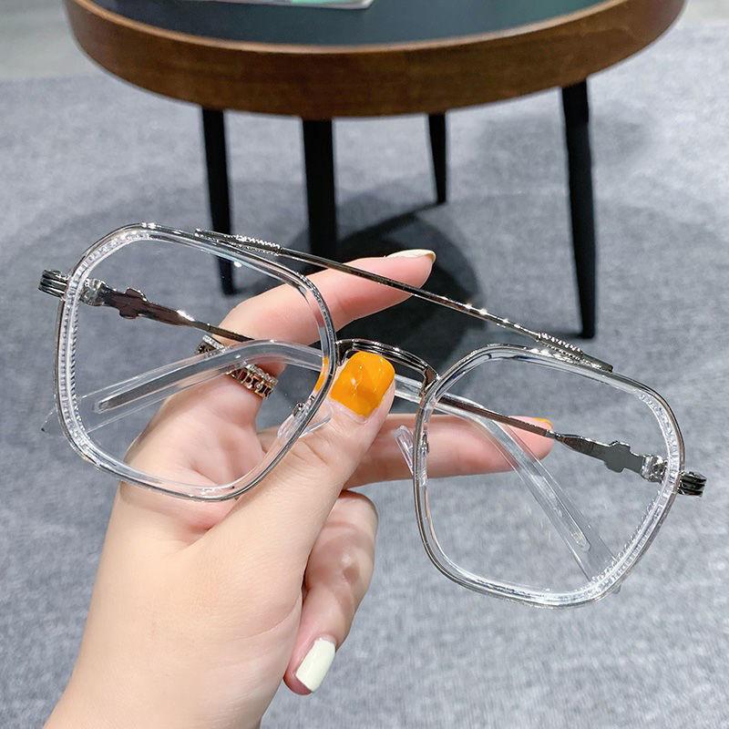 Double Beam Square Myopia Glasses Anti Blue Light Eyewear Oversized Men Women Matte Frame Prescription Eyewear Diopter -1.0 To -6.0