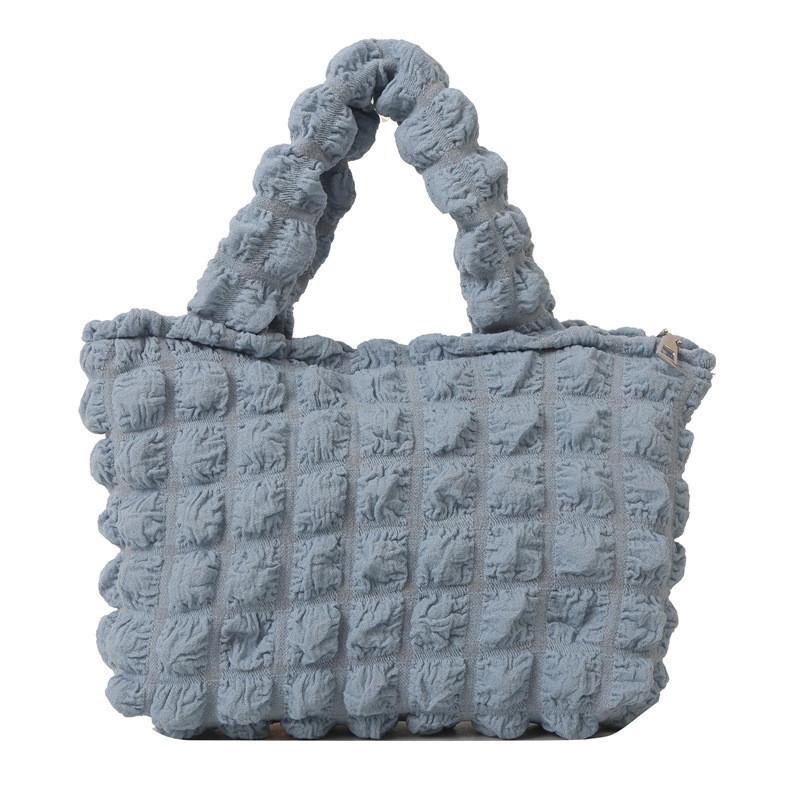 Chic Korean Style Cloud Bag For Girls Fashionable Checkered Handbag In Trendy Colors