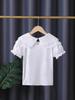 High-End Girls' Lace Collar White Summer Top - Thin Style, Short Sleeve