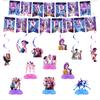 K-Pop Blue Witch Hunter Birthday Party Banner, Cake Toppers, and Balloon Set Decorations