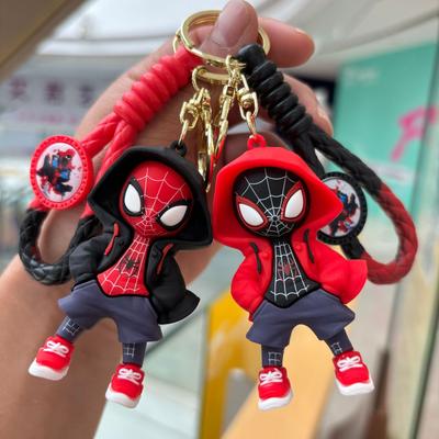 Non-Toxic Marvel Spider-Man Keychain Spiderman Action Figure Anime Keyring Backpack Schoolbag Pendant Bag Car Key Ring Kid Model Charm Toy
