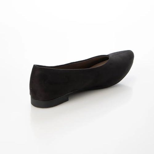 IK Plus Center Seam Flat Pumps, 4025-25, Women's, Black Suede, Size 21.5 cm, 3E