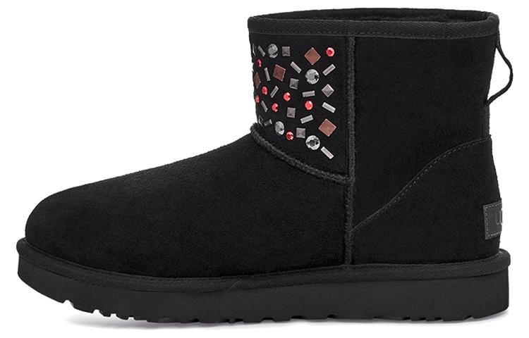 UGG Classic Mini Stud Ii Rivets Snow Boots Black Women s 1119101-BLK 36