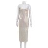 Sexy Women Beaded Sequin High Waist Slim Fit Bodycon Camisole Long Dress