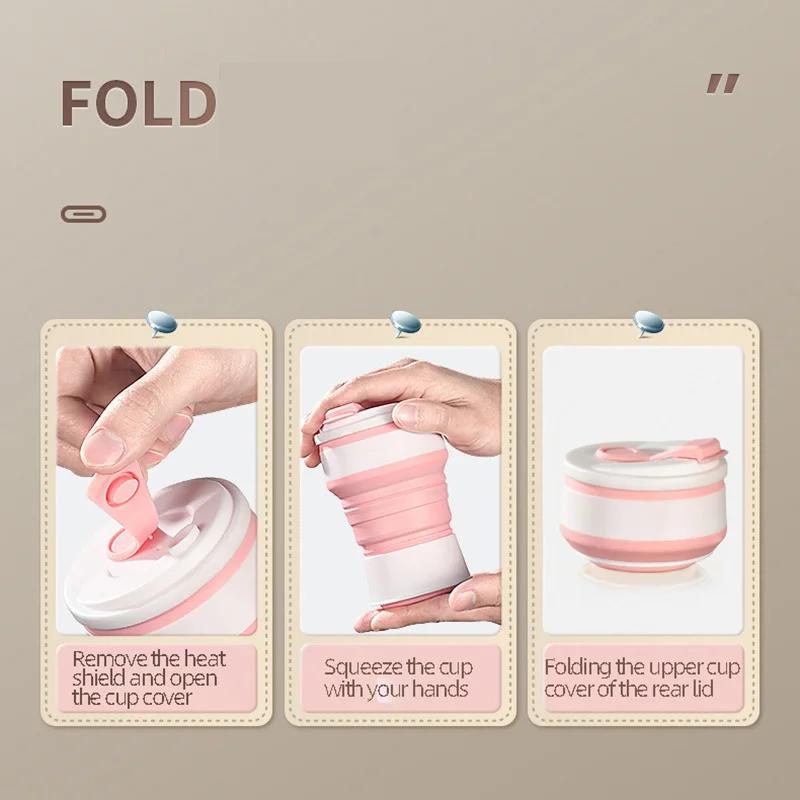350ml Camping Telescopic Folding Athletic Outdoor Activitys Kitchen Dining Collapsible Silicone Cup Coffee Cups Drinking Mug