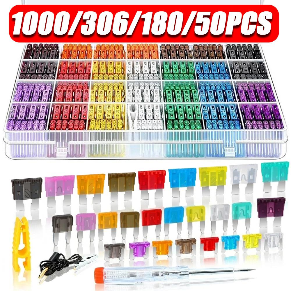 1000/306/120/50PCS Car Fuses Assortment Kit Mixed Vehicle Blade Fuses Standard Mini Mirco Fuse for Automotive Electrical Systems Fuses4