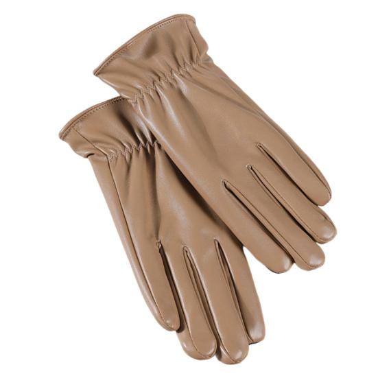 

1 пара зимних велосипедных перчаток, морозостойкие, с плюшевой подкладкой, для сенсорного экрана, ветрозащитные, из искусственной кожи кофейный