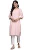 Libas Women's Cotton Woven Design Straight Kurta (26669_Peach