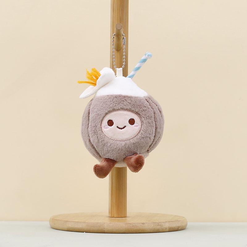 Cute Coconut Plush Keychain With Soft Pp Cotton For Bag Decoration And Collectors