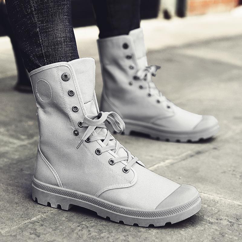 Jaro Podzim Značkové Nové Pánské Kotníkové Boty Módní Plátěné Vysoké Boty Ležérní Obuv Cool Pracovní Boty Trend Pouštní Boty