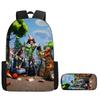 Lightweight Fortnite Cartoon 2Pcs Combo, Backpack and Pencil Case, Unisex Kids Aged 6-14 Portable School Kit